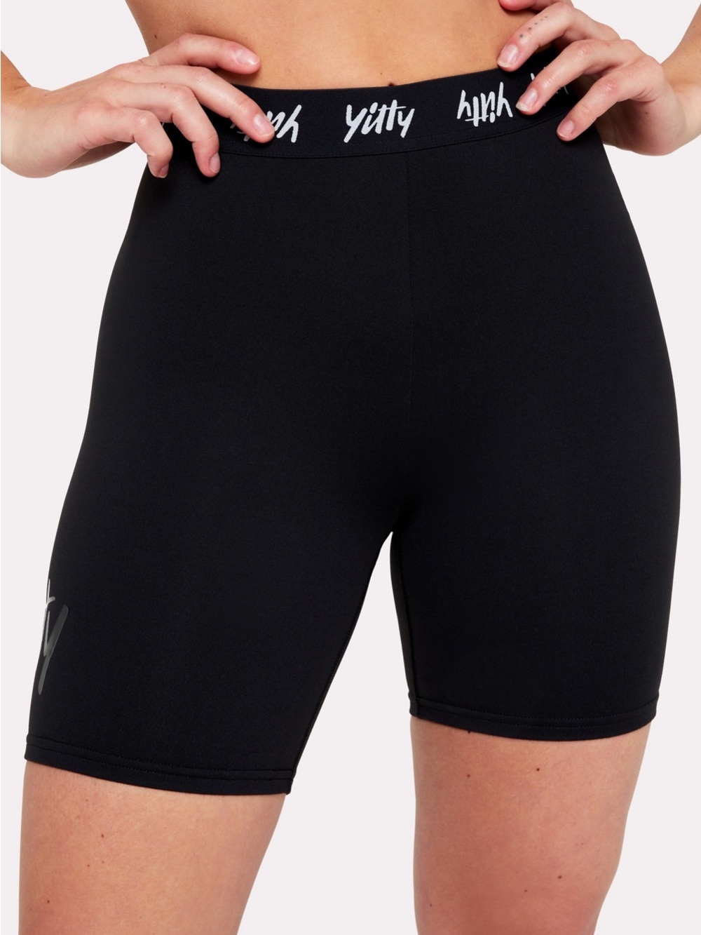 NWT Fabletics Yitty Shaping High Waist Logo Shorts Shimmered Iconic Black 2X